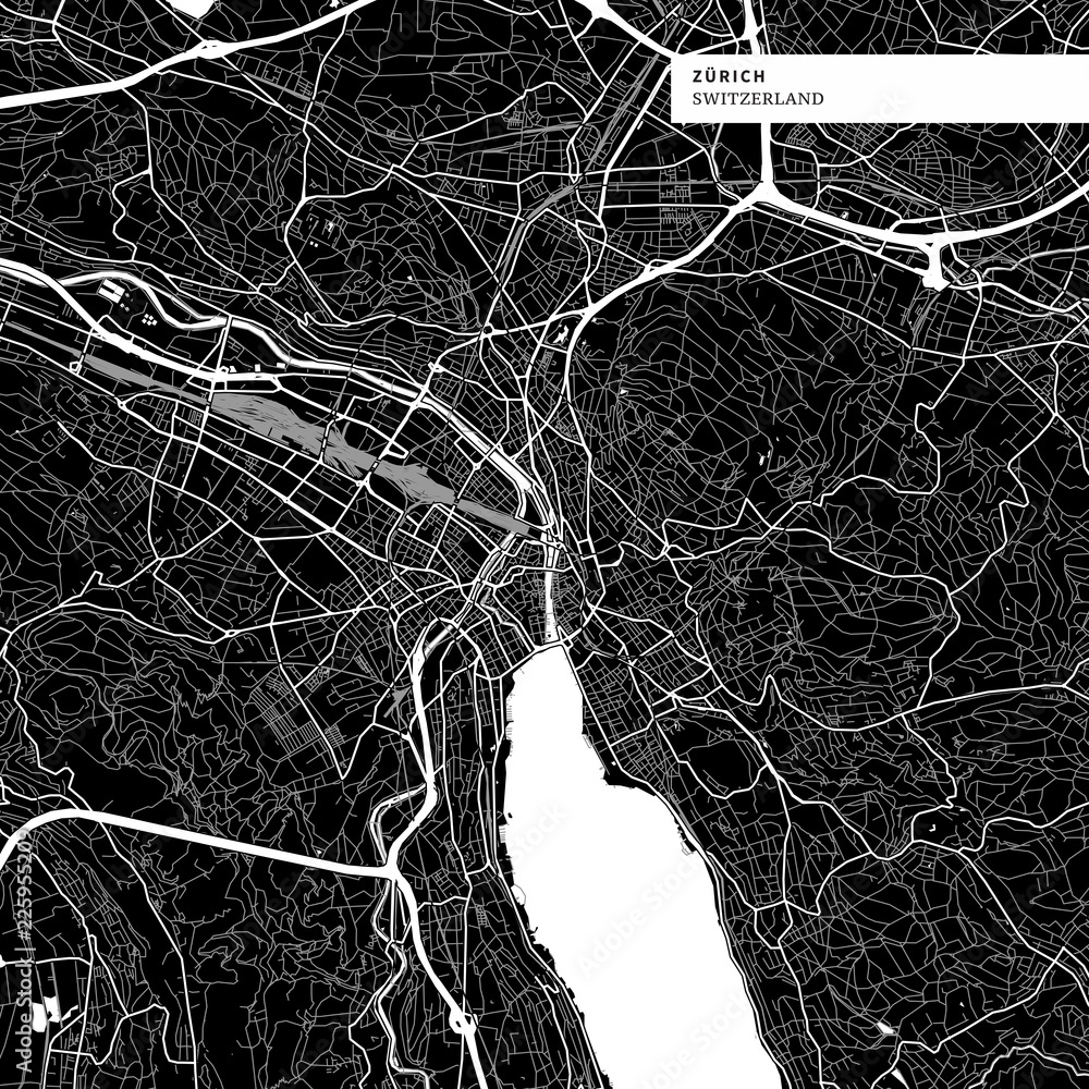 Photo &amp; Art Print Area map of Zürich, Switzerland, Knut Hebstreit