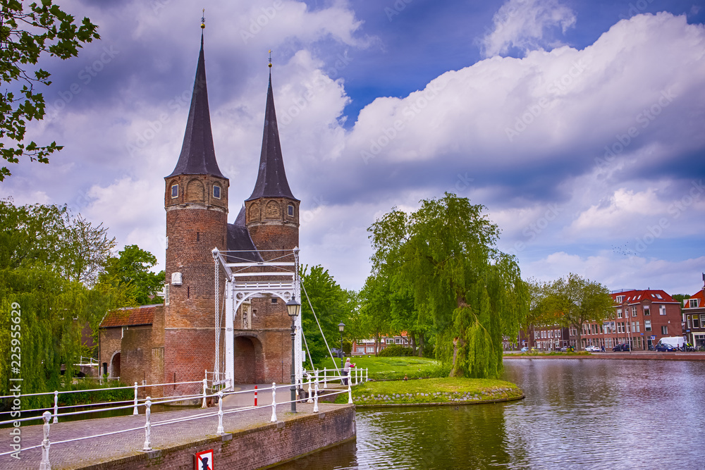 European Travelling Ideas. The Only Remaining Town Gates of Dutch City Delft. The Gates were Built In Ca.1400.Was Connected with a Town Wall.
