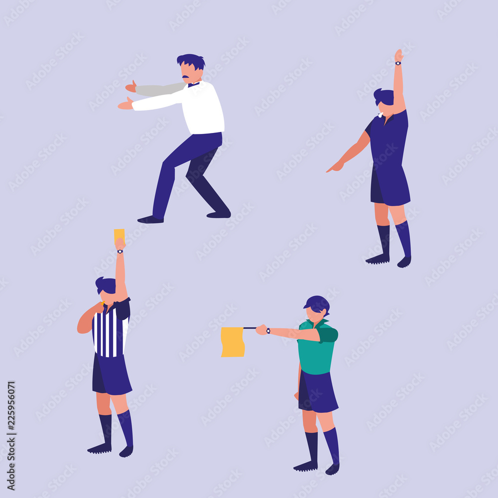 group of sports referees avatar character