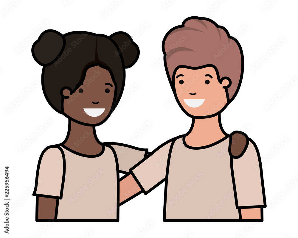 friendly teenagers ethnicity couple characters friendly teenagers ethnicity couple characters
