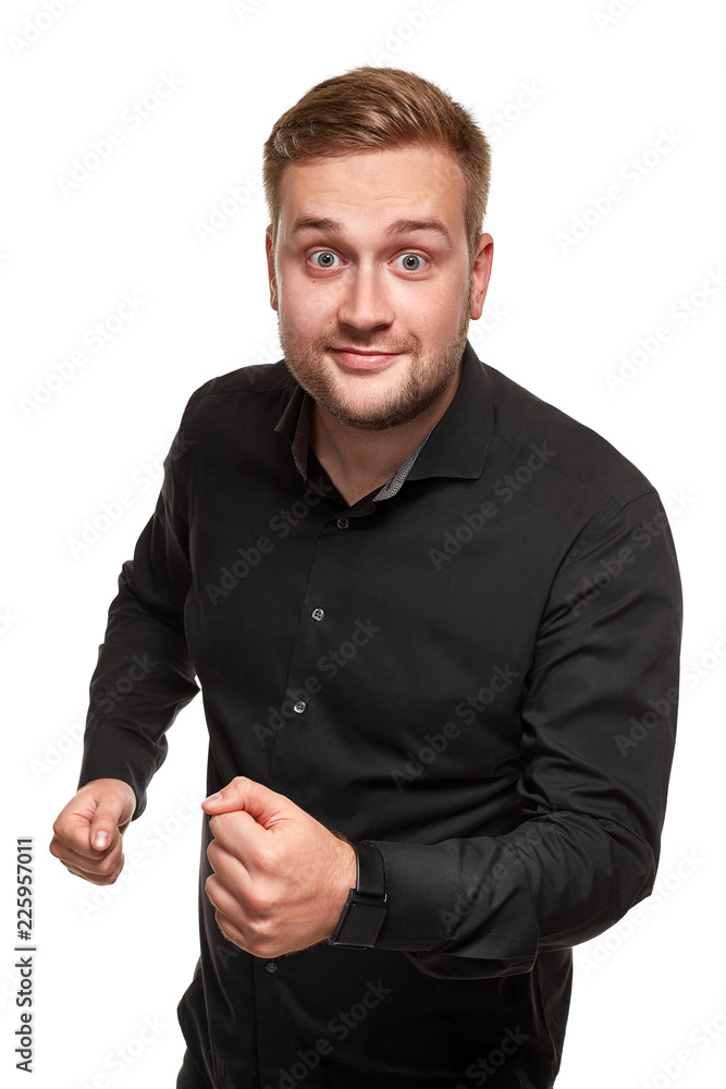 Surprised guy in studio, portrait emotions and Surprised guy in studio, portrait emotions and