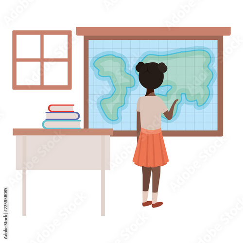 young student in geography classroom