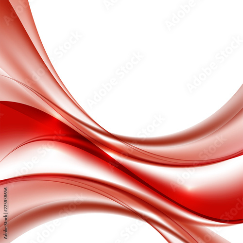 Red color waves on white background vector illustration