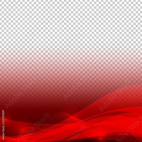 Wave elements red color abstract vector with transparent background
