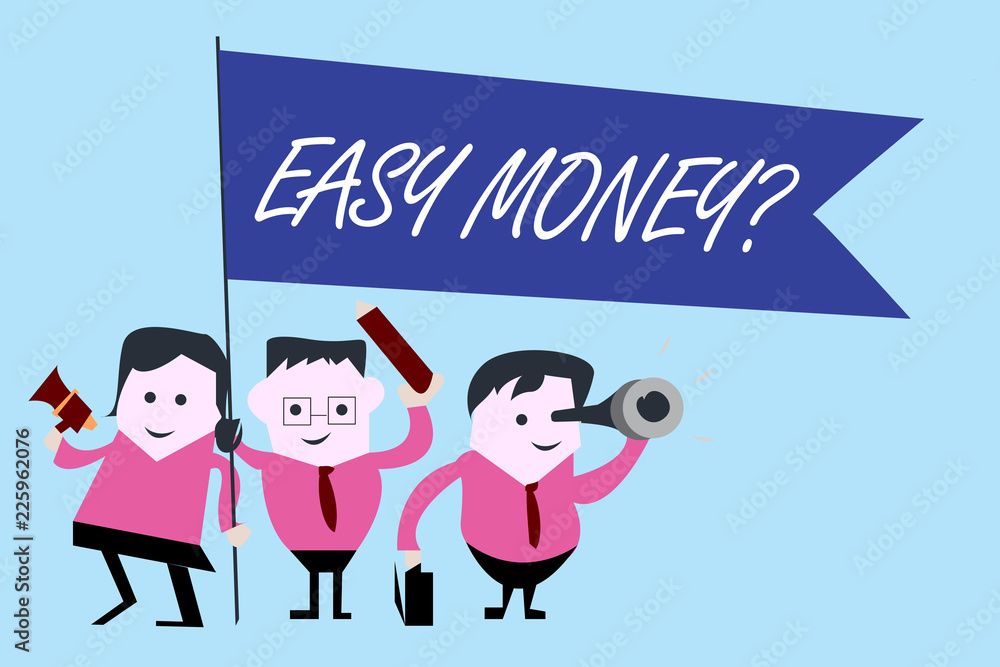 Writing note showing Easy Money question. Business photo showcasing Revenues obtained easily especially in a dishonest way. Writing note showing Easy Money question. Business photo showcasing Revenues obtained easily especially in a dishonest way.