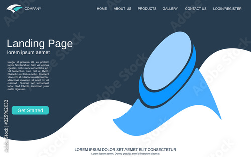 Website landing page vector template. Modern geometric style vector background