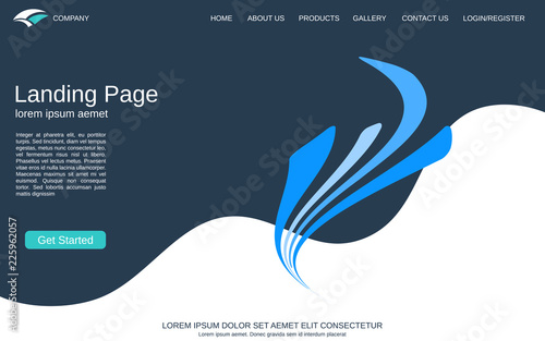 Website landing page vector template. Modern geometric style vector background