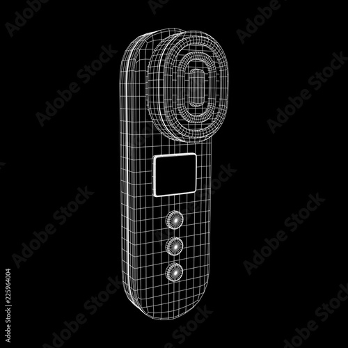 Electric lifting anti aging facial skin massage machine. Massager device wireframe low poly mesh vector illustration