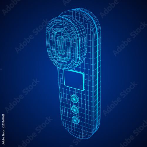 Electric lifting anti aging facial skin massage machine. Massager device wireframe low poly mesh vector illustration