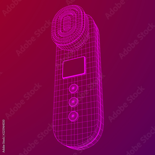 Electric lifting anti aging facial skin massage machine. Massager device wireframe low poly mesh vector illustration