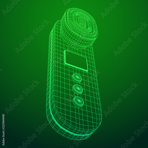 Electric lifting anti aging facial skin massage machine. Massager device wireframe low poly mesh vector illustration