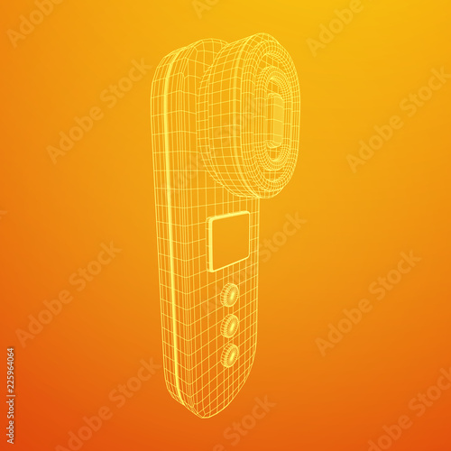 Electric lifting anti aging facial skin massage machine. Massager device wireframe low poly mesh vector illustration