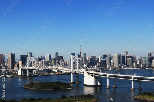 Tokyo Bay Rainbow Bridge and the city center building group © Wako