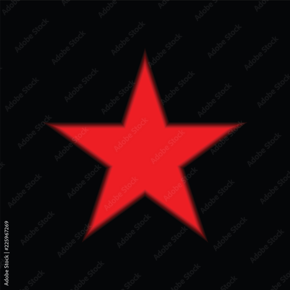 Red star icon on black background. Red star icon on black background.