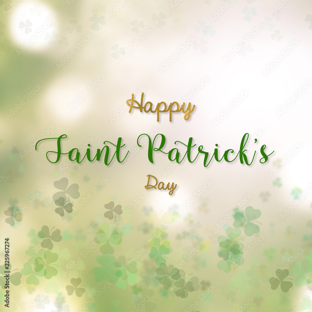 Saint Patrick's day background with shamrock green clover leaf, Irish festival symbol for St.Patrick day celebration Saint Patrick's day background with shamrock green clover leaf, Irish festival symbol for St.Patrick day celebration
