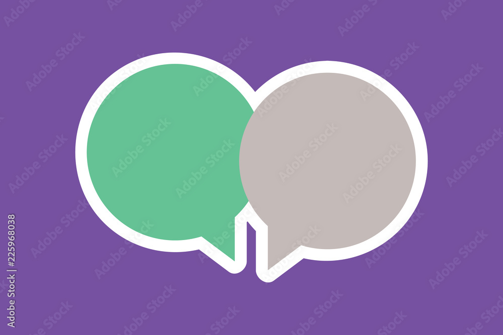 Flat design business Vector Illustration concept Empty template copy space Posters coupons promotional material. Two Blank Round Speech Bubble Overlapping Sticker style in Solid Color Flat design business Vector Illustration concept Empty template copy space Posters coupons promotional material. Two Blank Round Speech Bubble Overlapping Sticker style in Solid Color