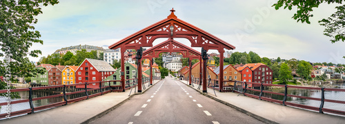 Panorama of the Old Town Bridge or Gamle Bybro of Trondheim, Norway. © Ruben
