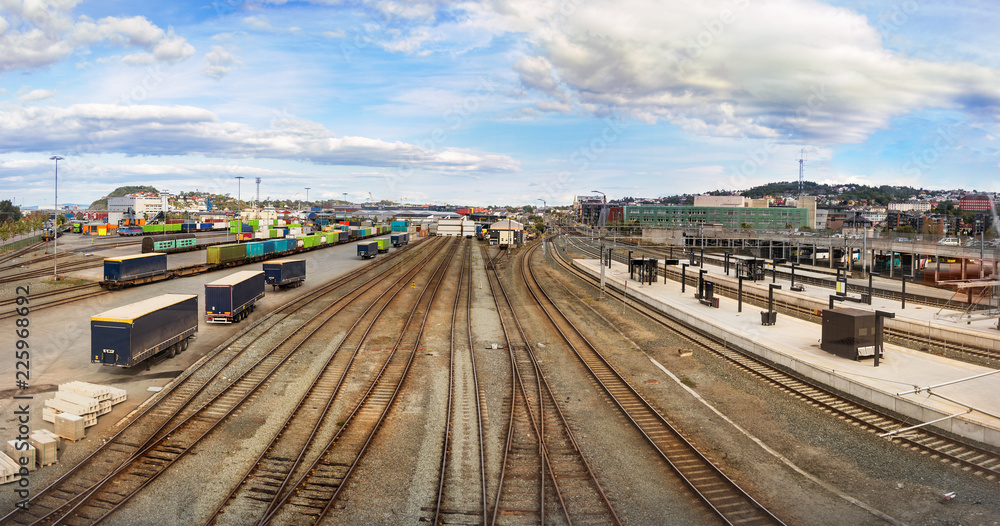 Panorama view of the railways of the Trondheim Central Train Station, Norway. Panorama view of the railways of the Trondheim Central Train Station, Norway.