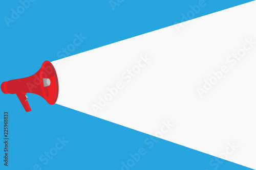 Flat design Vector Illustration Empty esp template copy text for Ad, promotion, poster, flyer, web banner, article. Halftone Megaphone Loudspeaker with Volume Capacity Extend Loudness Level