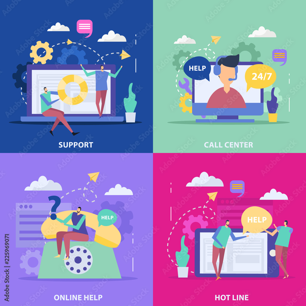 Fototapeta premium Support Service Flat Design Concept