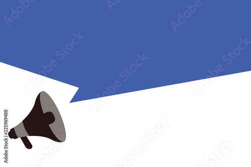 Flat design business Vector Illustration Empty copy space for Ad website promotion esp isolated Banner template. Megaphone Loudspeaker Amplify and Blank Geometric shape Half Speech Bubble