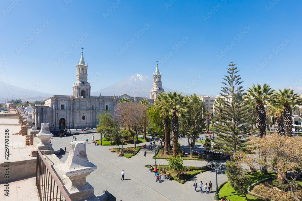 parade ground and Misti volcan Arequipa Peru view from above