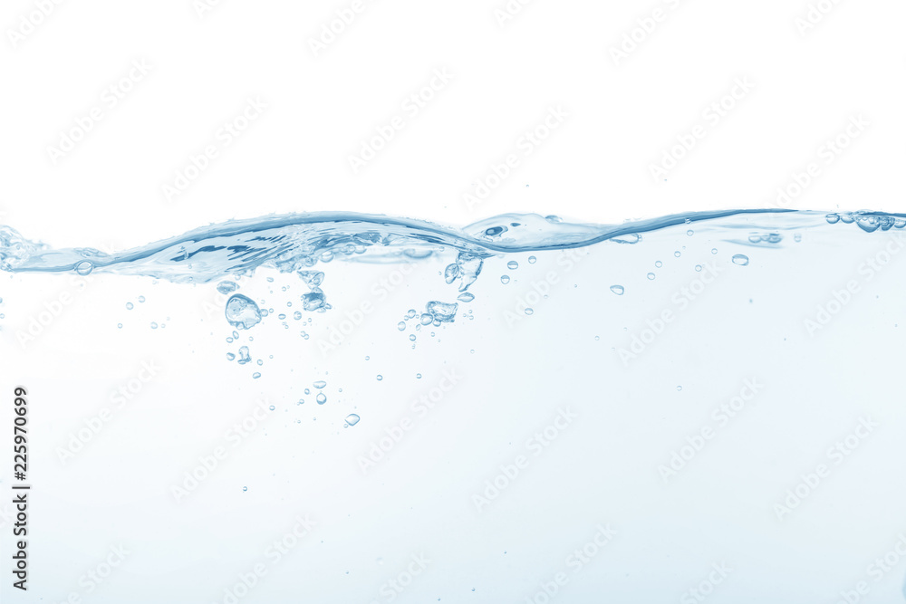 Fototapeta plusk wody na białym tle, piękne plamy czystej wody