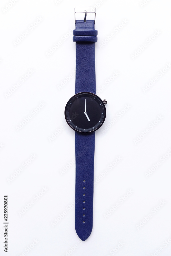 close up of blue wrist watches isolated on white background close up of blue wrist watches isolated on white background