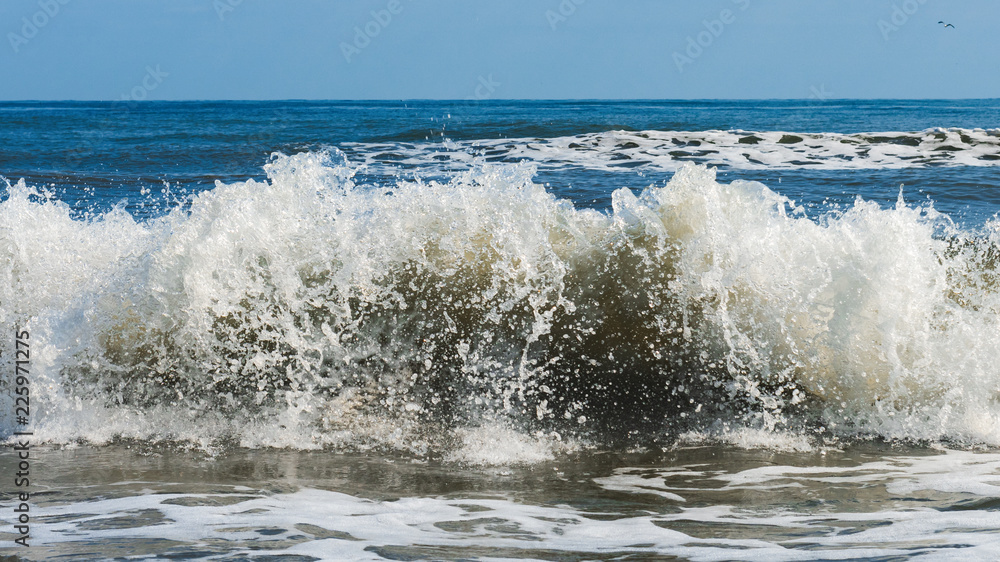 Fototapeta premium Powerful sea waves breaking, natural background