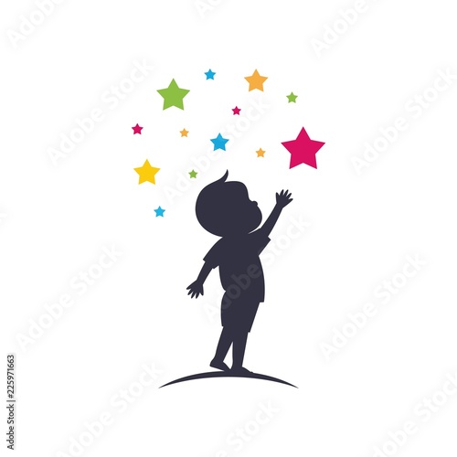 A child take a star logo design vector emblem design concept creative symbol icon