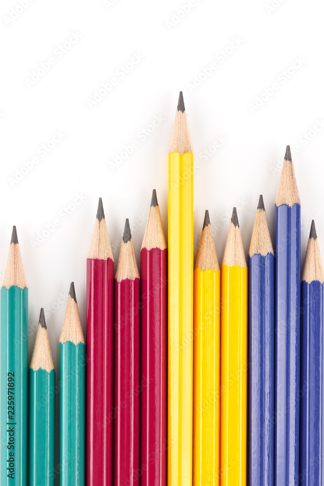 Pencils isolated on white background with copy space.