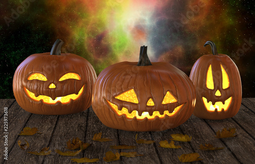 Halloween Pumpkins Jack O Lantern Holiday 3D Illustration