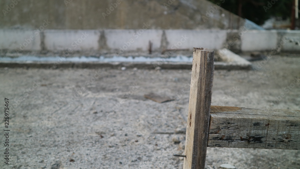 Stack of wood on construction site