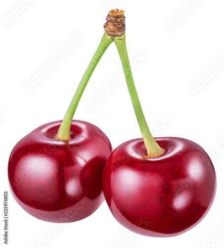 Two cherries. Clipping path.