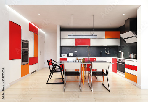 modern color kitchen interior.