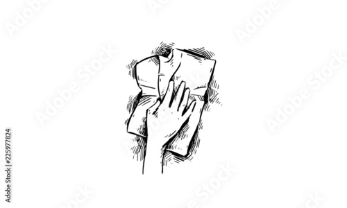 Hand Holding a Cloth Wiping