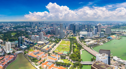 Fotobehang Singapore Panoramisch uitzicht over Singapore stad  © Sergii Figurnyi