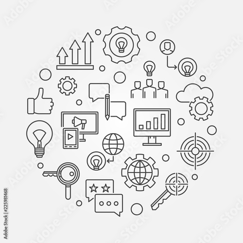 Marketing Strategy vector outline circular illustration