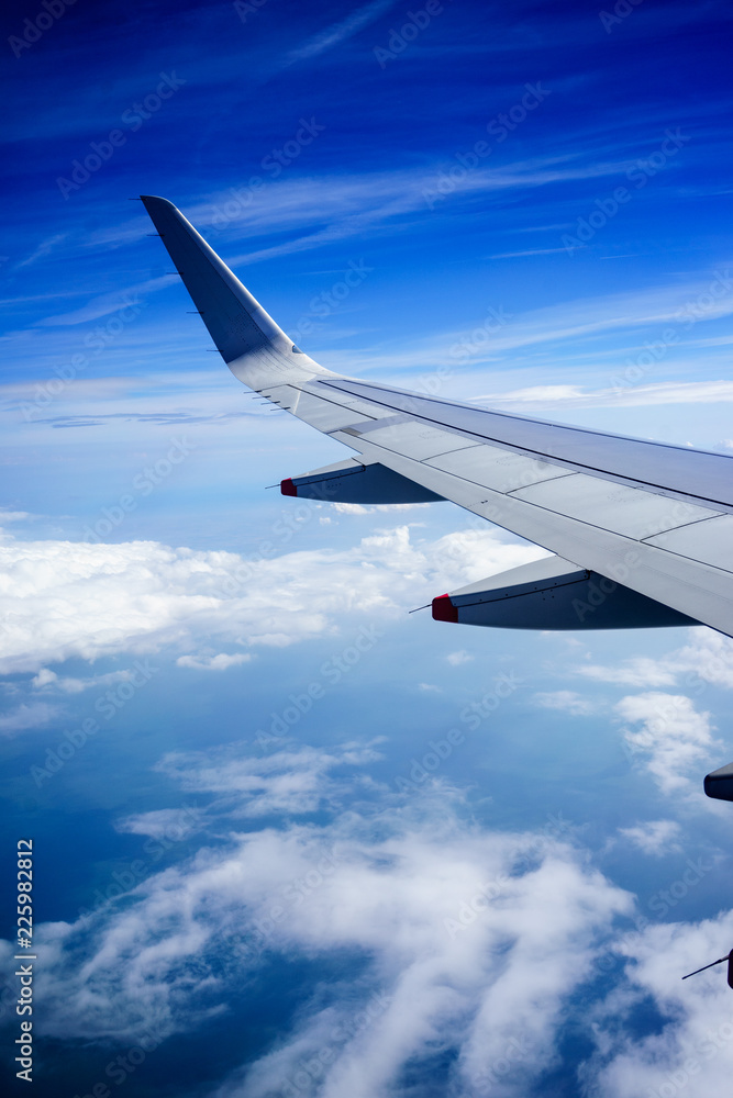 Airplane in flight over the Europe Airplane in flight over the Europe