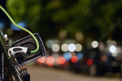 electric car photo in UK with blurry background
