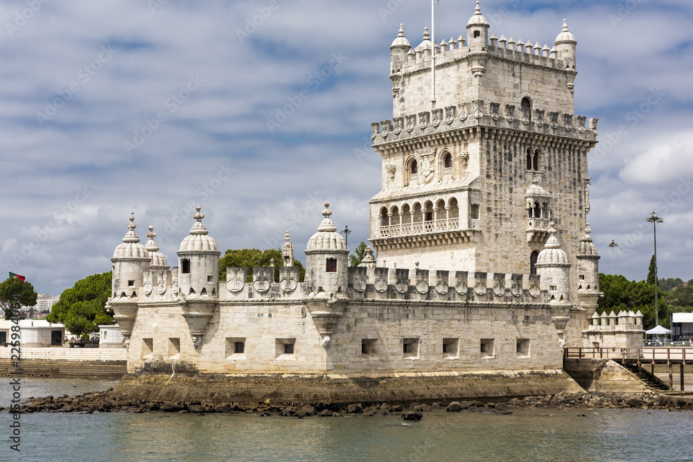 Torre de Belem (Belem Tower) sits on the river Tagus in Lisbon and is a fortified tower
