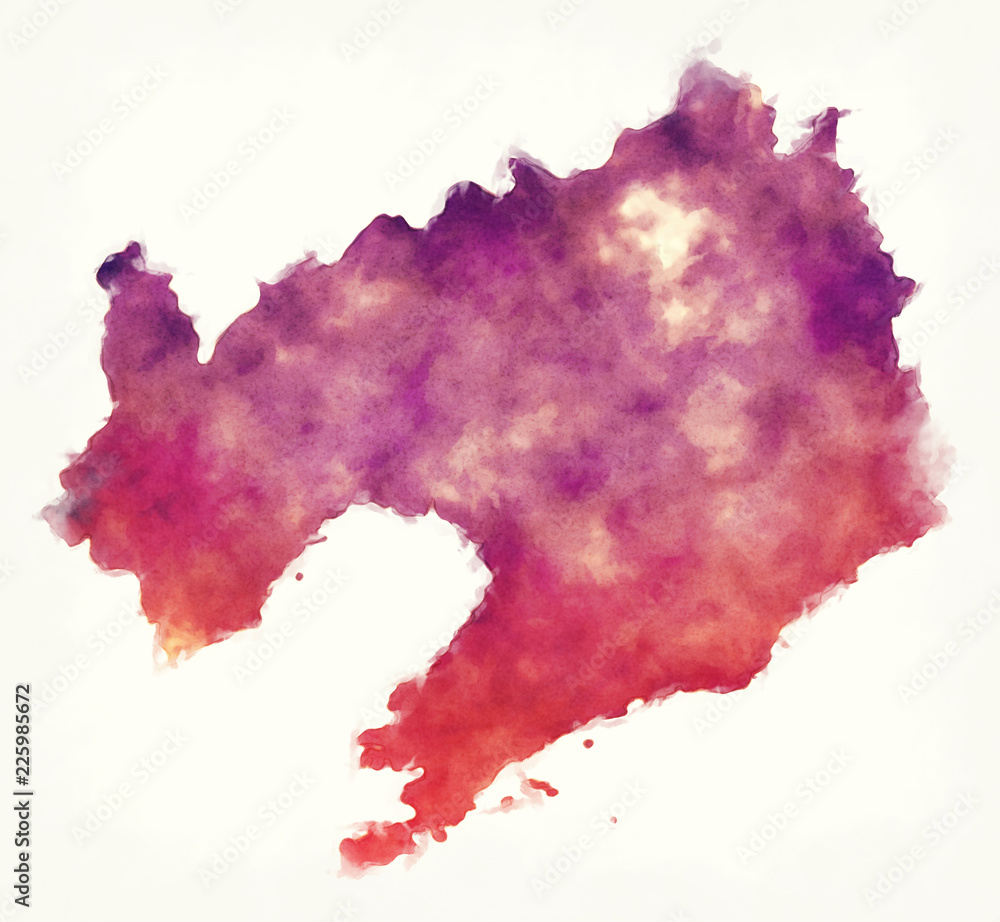 Liaoning province watercolor map of China in front of a white background Liaoning province watercolor map of China in front of a white background