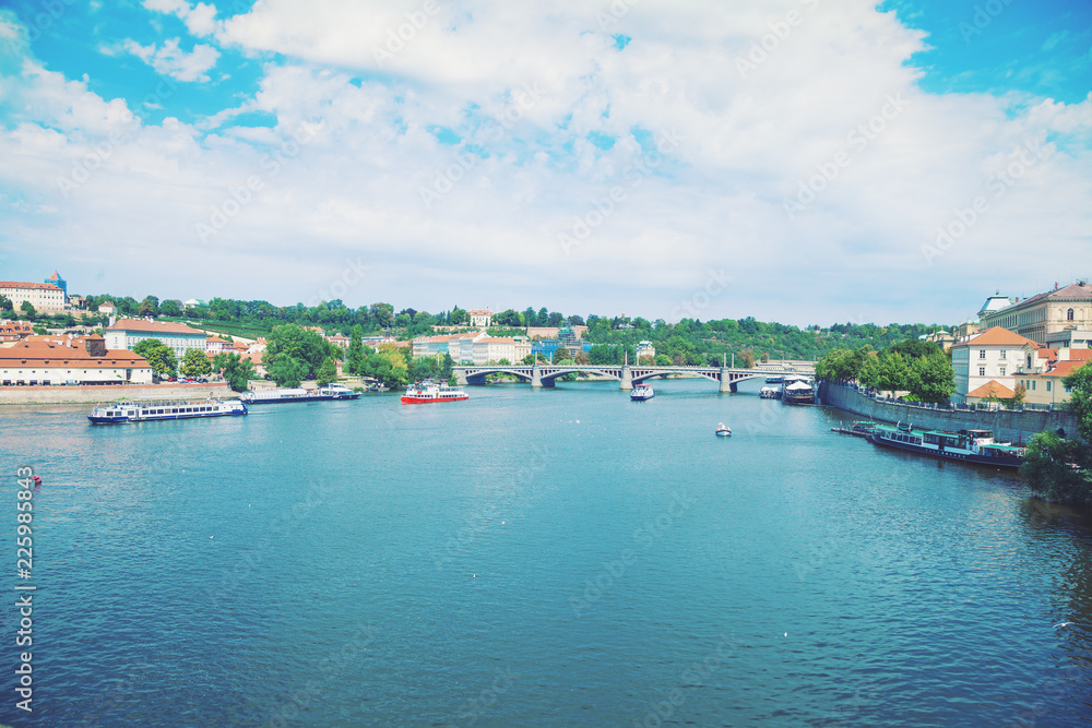 View of Vltava River, Prague Czech, Europe