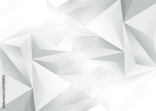 Polygonal white and gray geometric background. Modernist 3d design.