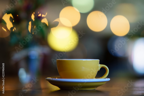 Coffee Milk and Foam with Bokeh Background