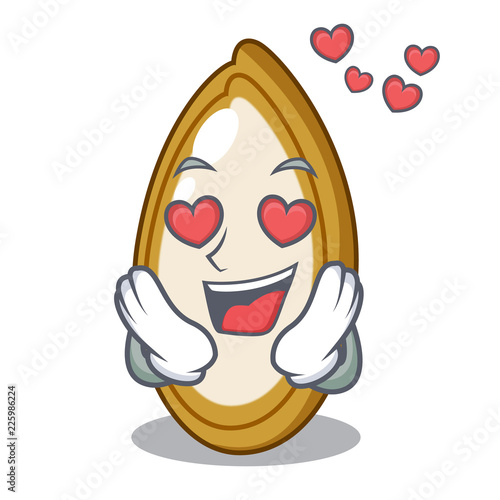 In love fresh pumpkin seeds on plate cartoon
