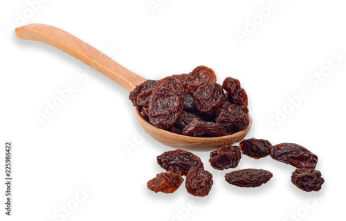 Dried raisins isolated on white clipping path