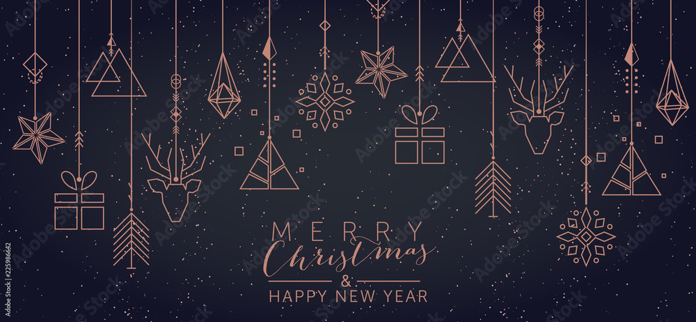 Christmas and New Year background with geometric elements - obrazy, fototapety, plakaty 