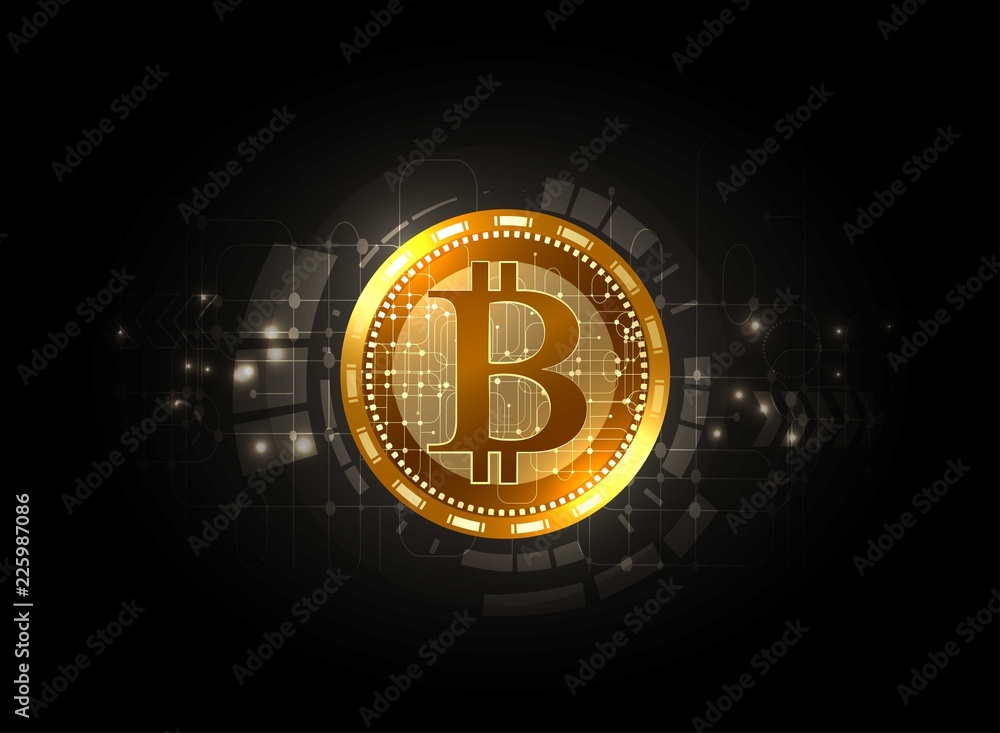 Fototapeta premium Futuristic digital background with bitcoin. Technology network concept.