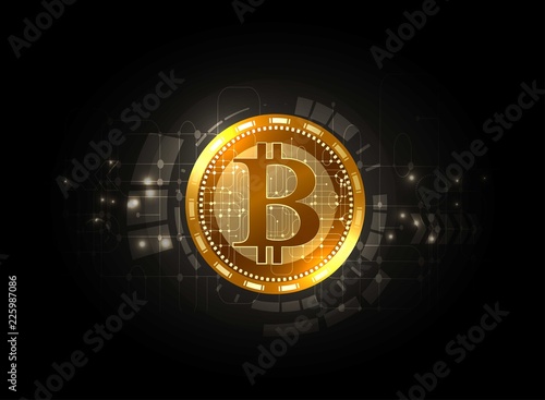 Futuristic digital background with bitcoin. Technology network concept.